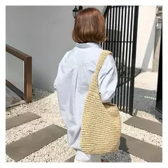 Gusure casual palha sacos de ombro das mulheres de vime tecido senhoras bolsas artesanais praia verão grandes totes saco bohemia - loja online