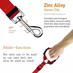 Coleira de nylon ajustável dois em um para cães, acessórios para cães de estimação, cinto de segurança para carro, trela de chumbo, banco traseiro, cinto de segurança