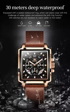 Olevs marca superior masculino relógios quadrado relógio de quartzo para homens pulseira de couro à prova dwaterproof água esporte relógio masculino relogio masculino - Wolf Magazine