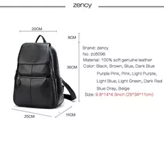 Mochila Zency-Anti-Roubo de Couro Feminina, Mochila de Grande Capacidade, Bolsa Designer de Viagem, Couro Branco, Qualidade, Elegante, A ++ - loja online
