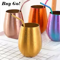 Copo de cerveja de aço inoxidável, copo de vinho, ouro rosa, coquetel, suco, leite, metal bebendo caneca para bar, ao ar livre, copos, 500ml na internet