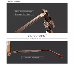 KINGSEVEN-Gothic Steampunk Polarized Sunglasses para Homens e Mulheres, Frame de Metal Redondo, Brand Designer, Alta Qualidade, Vintage