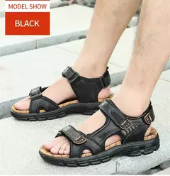 Venda quente sandálias masculinas de verão ao ar livre antiderrapante sandálias de praia masculinas feitas à mão sapatos masculinos de couro genuíno moda tênis - loja online