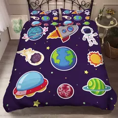 3d jogo de cama espaço astronauta capa edredão com fronha conjunto cama para crianças quarto decoração meninos conjunto lençóis - Wolf Magazine