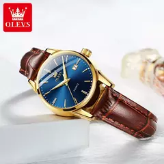 OLEVS-Relógio de quartzo de couro impermeável feminino, relógio de pulso respirável, marca top, luxo na internet
