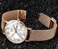 Lige-relógio de malha ultra fina para mulheres, marca de topo, casual, esporte, quartzo, data, cronógrafo, luxo, moda na internet