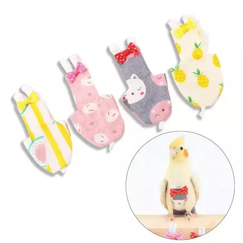 Fralda de papagaio com gravata borboleta, fofa, colorida, fruta, floral, cockatiel, pombos, pequeno, médio, grande, animais de estimação, pássaros, roupa de vôo, lavável