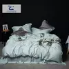 Lençol de hortelã 100% puro, conjunto de roupa de cama em seda verde, transparente, frete grátis