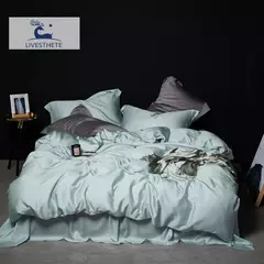 Lençol de hortelã 100% puro, conjunto de roupa de cama em seda verde, transparente, frete grátis