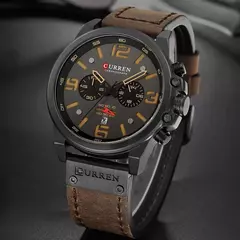 CURREN-Relógio de quartzo de couro genuíno impermeável masculino, relógio de pulso, cronógrafo, militar, esporte, marca de luxo - Wolf Magazine
