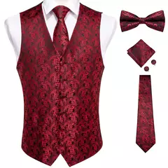 Festa de casamento ouro colete paisley floral jacquard colete masculino 4 pçs colete gravata lenço anel hanky abotoaduras conjunto dibangu