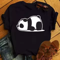 Maycaur-camiseta de manga curta para mulher, top solto com estampa de panda fofa, casual e solta, verão