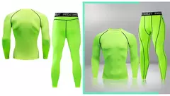 Conjunto de Roupa Interior de Compressão Térmica Masculina, Roupa de Treino Apertada, Treino, Corrida, Fitness, Desporto, Ginásio, Roupa Desportiva na internet