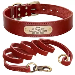 Colar de cão de couro personalizado personalizado pet tag coleiras coleiras de cão macio gravado id tag para cães grandes pitubull pastor alemão - comprar online