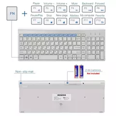 Hebraico baixo nível de ruído 101 teclas teclado sem fio 2.4g fino e compacto teclado sem fio para computador portátil windows pc desktop smart tv - comprar online