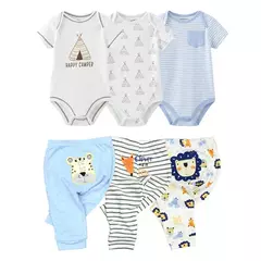 Conjuntos de roupas de algodão unissex para bebê recém-nascido, bodysuits e calças, desenhos animados, manga curta, bebê menino e menina, 6 unid, 9 unid, 10 unid na internet