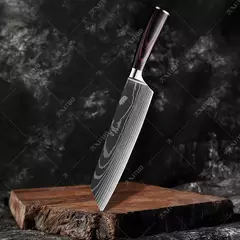 XITUO-Laser Damasco Padrão Facas de Cozinha Set, Faca Chef, Ultra-Sharp, Santoku, Cutelo, Corte, Utilidade, Fruta, 1-10pcs - loja online