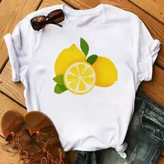 Camiseta branca estampada com frutas engraçadas para mulheres, estampa Kawaii Banana, camiseta Harajuku, manga curta, camiseta, moda