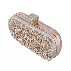 Embreagem noite diamante para mulheres, mini bolsa dourada, bolsa de ombro corrente, pequena oca flores de cristal, bolsa para festa de casamento - Wolf Magazine