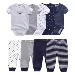 Conjuntos de roupas de algodão unissex para bebê recém-nascido, bodysuits e calças, desenhos animados, manga curta, bebê menino e menina, 6 unid, 9 unid, 10 unid na internet
