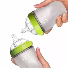 Imagem do Garrafa de silicone para crianças, BPA Free Feeding Bottle para crianças, Verde e rosa, 5 oz e 8 oz, 2 pacotes
