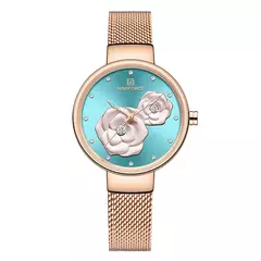 Naviforce relógio de pulso feminino, marca de luxo, malha de aço, impermeável, senhoras, flor, quartzo, feminino, para menina na internet