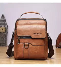 Bolsa de Ombro de Couro PU Masculina, Bolsas Crossbody, Business Flap, Mensageiro Sólido Masculino, Bolsa de Viagem, iPad, 9.7 ", iPad, Brand - comprar online