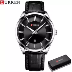 CURREN-Relógios masculinos de quartzo com pulseira de couro, marca de luxo superior, relógio de negócios, novo na internet