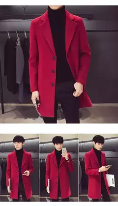 Casaco longo de algodão masculino, corta-vento fino, mistura de lã, cor pura, moda casual de negócios, roupas masculinas, primavera, outono, novo, 2023
