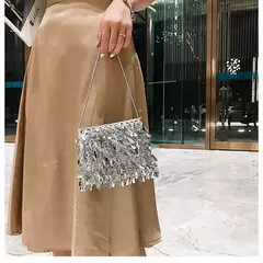 Lantejoula prata strass borla sacos de ombro para mulheres, bolsa pequena cadeia, embreagem elegante senhoras festa noite, moda luxo design - loja online