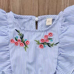 Criança crianças bebê menina flor listra plissado macacão roupas roupas na internet