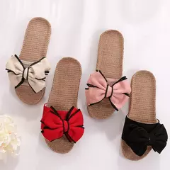 Imagem do Glglgege-Slides casuais de verão feminino, chinelos de linho confortáveis, chinelos de linho listrado, sandálias plataforma, sapatos para senhoras