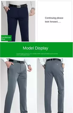 Imagem do Calça casual elástica de seda no gelo masculina, calça larga fina de meia idade e idosa, verão
