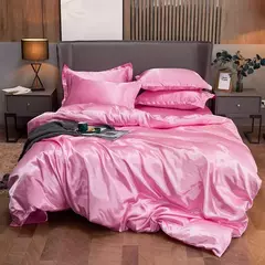 Monocromático Rayon Satin Conjunto de cama, luxo Kit Duvet Cover, Twin Queen e Cama King Size, 2PCs, 3PCs, 4PCs - loja online