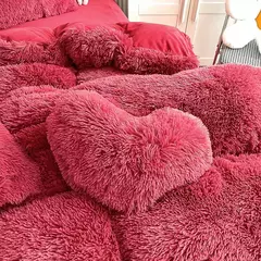 Conjunto de cama luxuoso preto macio, capa de edredão Shaggy, 2 fronhas, zíper, veludo macio, 3pcs - loja online