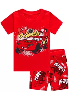 Imagem do Conjunto de pijamas de manga curta infantil Pijamas de algodão, pijamas de carros, pijamas de verão, conjuntos de bebês meninos, meninas, crianças, novo