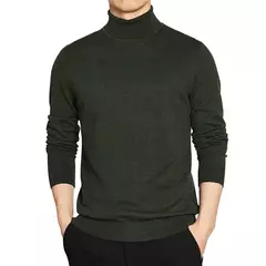 Imagem do Suéter masculino de gola alta qualidade, pulôver básico sólido gola de tartaruga, preto, vinho, vermelho, verde, cinza, roxo, malhas, homens