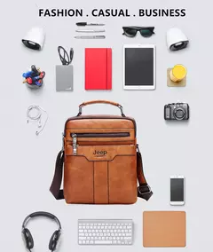JEEP BULUO-Bolsas de Ombro Crossbody para Homens, Bolsa De Couro Dividido, Bolsa De Mensageiro De Negócios, Bolsa De Alta Qualidade, Moda Quente