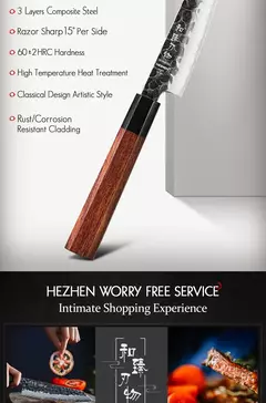 Imagem do Hezhen 1pc-5pc conjunto de faca de cozinha chef utilitário aço inoxidável 3 camadas de aço composto santoku nakiri acessórios de cozinha