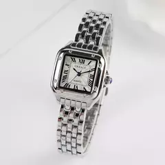 Imagem do Relógio de pulso quartzo quadrado feminino, relógio prata simples, pulseira de aço, marca clássica, 2021