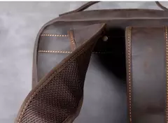 Mochila de couro genuíno para homens, cavalo louco vintage mochila para laptop grande mochila diária mochila de viagem mochila para caminhadas