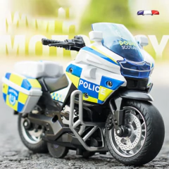 1/14 modelo de carro liga puxar para trás motocicleta locomotiva masculina carro de polícia com luz e veículos de simulação de música brinquedos infantis