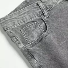 Cinza cor pura jeans homens cintura elástica calças de brim magros 2021 estiramento sem rasgado calças streetwear preto dos homens denim - comprar online