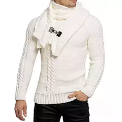 Suéter de malha de gola alta masculino, pulôver fino de manga cheia, malhas grandes, jumpers casuais, outono, inverno - Wolf Magazine