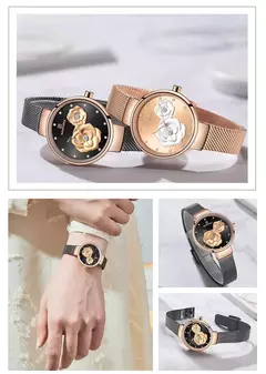 Naviforce relógio de pulso feminino, marca de luxo, malha de aço, impermeável, senhoras, flor, quartzo, feminino, para menina - Wolf Magazine