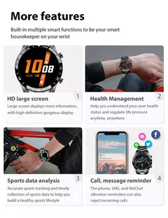 LIGE-Luxo Full Circle Touch Screen Smart Watch para Homens, Bluetooth Call, Faixa de Aço, Impermeável, Esportes, Fitness, Android, iOS - loja online