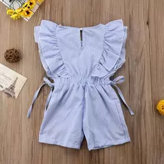Criança crianças bebê menina flor listra plissado macacão roupas roupas - Wolf Magazine
