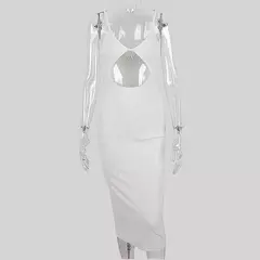 Wsevypo sem costas suspender praia vestido elegante festa feminina sem mangas decote em v recorte bodycon mini vestido de verão sexy split envoltório - loja online
