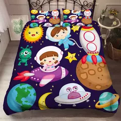 3d jogo de cama espaço astronauta capa edredão com fronha conjunto cama para crianças quarto decoração meninos conjunto lençóis