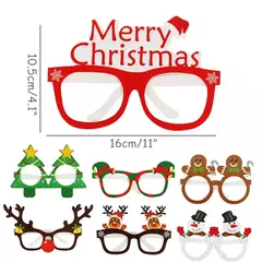 Santa Claus Paper Glasses Frame, Xmas Tree Elk, Photo Prop, Decorações de Natal, Ano Novo, Kids Gift, 9pcs na internet